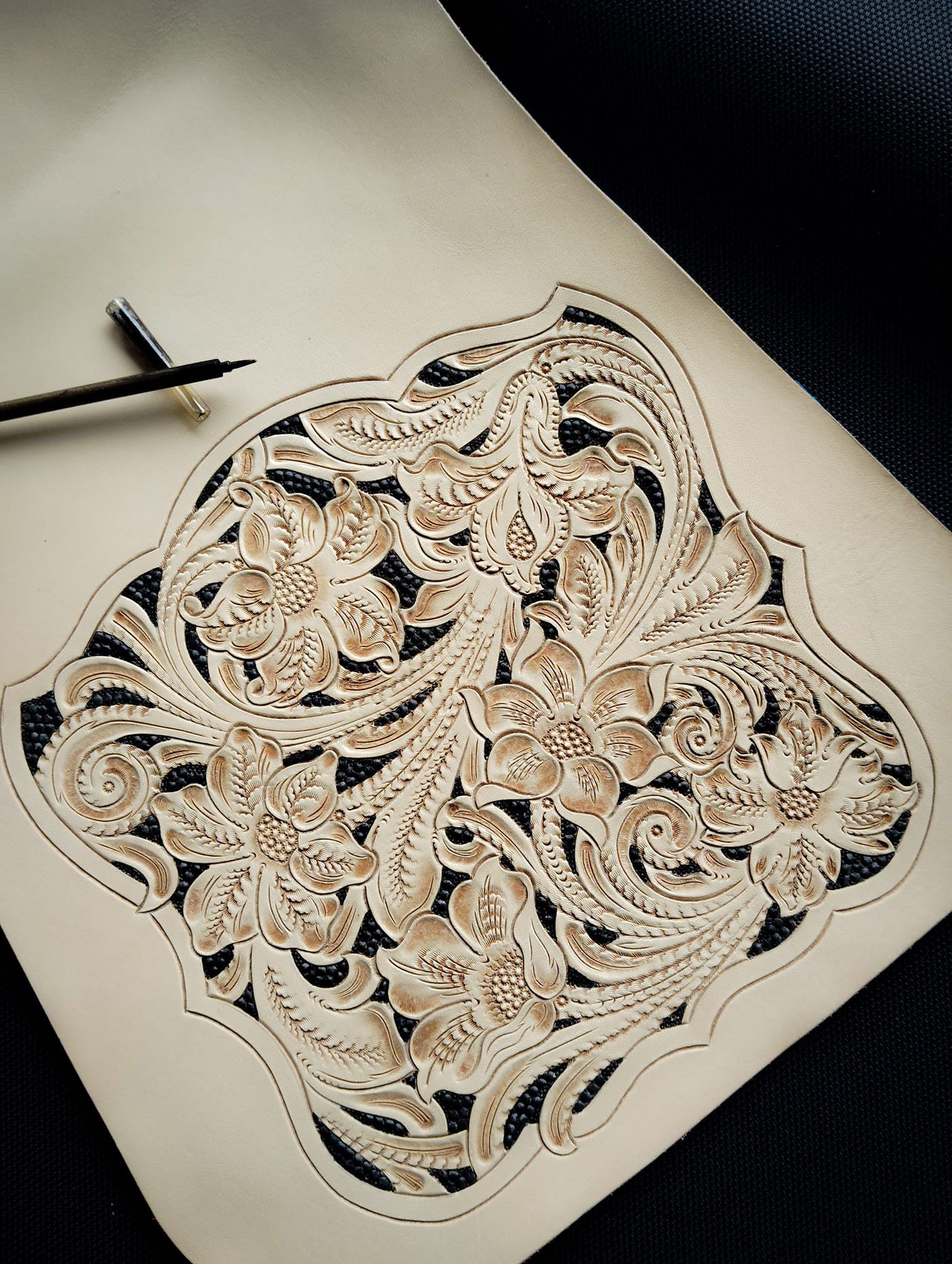 Leather carving process